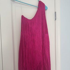 Hot Pink Fringe Dress - Size Large